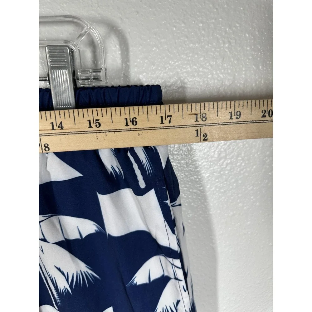 Manfinity Shorts Mens XL Blue White Palm Tree Swim Trunks Boardshorts Beach Pool